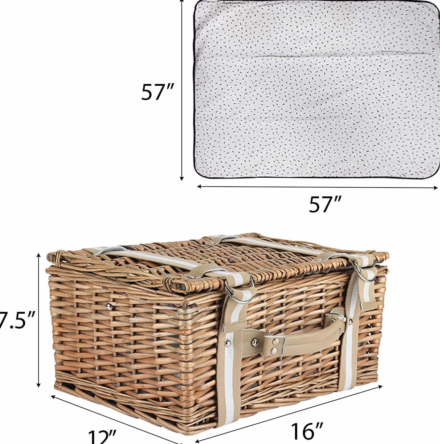 G Good Gain Juego de Cesta de Picnic para 2 Personas con Gran Bolsa Aislante Manta de Picnic Impermeable, Cesta de Mimbre para Camping, Al Aire Libre,San Valentín, Navidad,Agradecimiento,Cumpleaños