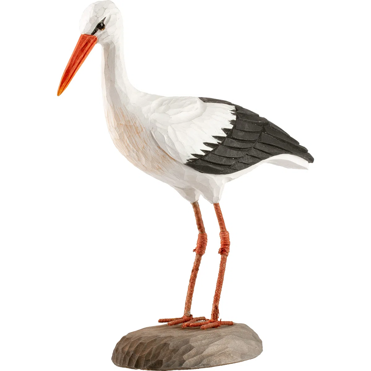 Wildlife Garden DecoBird White Stork – Cigüeña Blanca – Madera/Tallado a Mano/Pintado Respetuoso con el Medio Ambiente – (Alto x Largo x Ancho) 18 x 18 x 7 cm