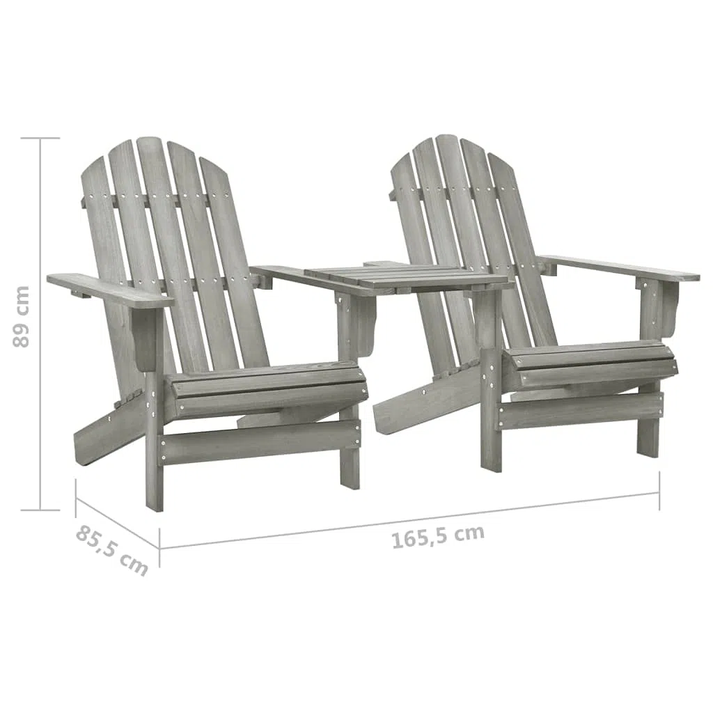 Genérico Sillas Adirondack de jardín y mesita Madera Maciza Abeto Gris,Mobiliario,Muebles de jardín,Asientos de Exterior,Sillas de jardín,Gris,22 kg,310068