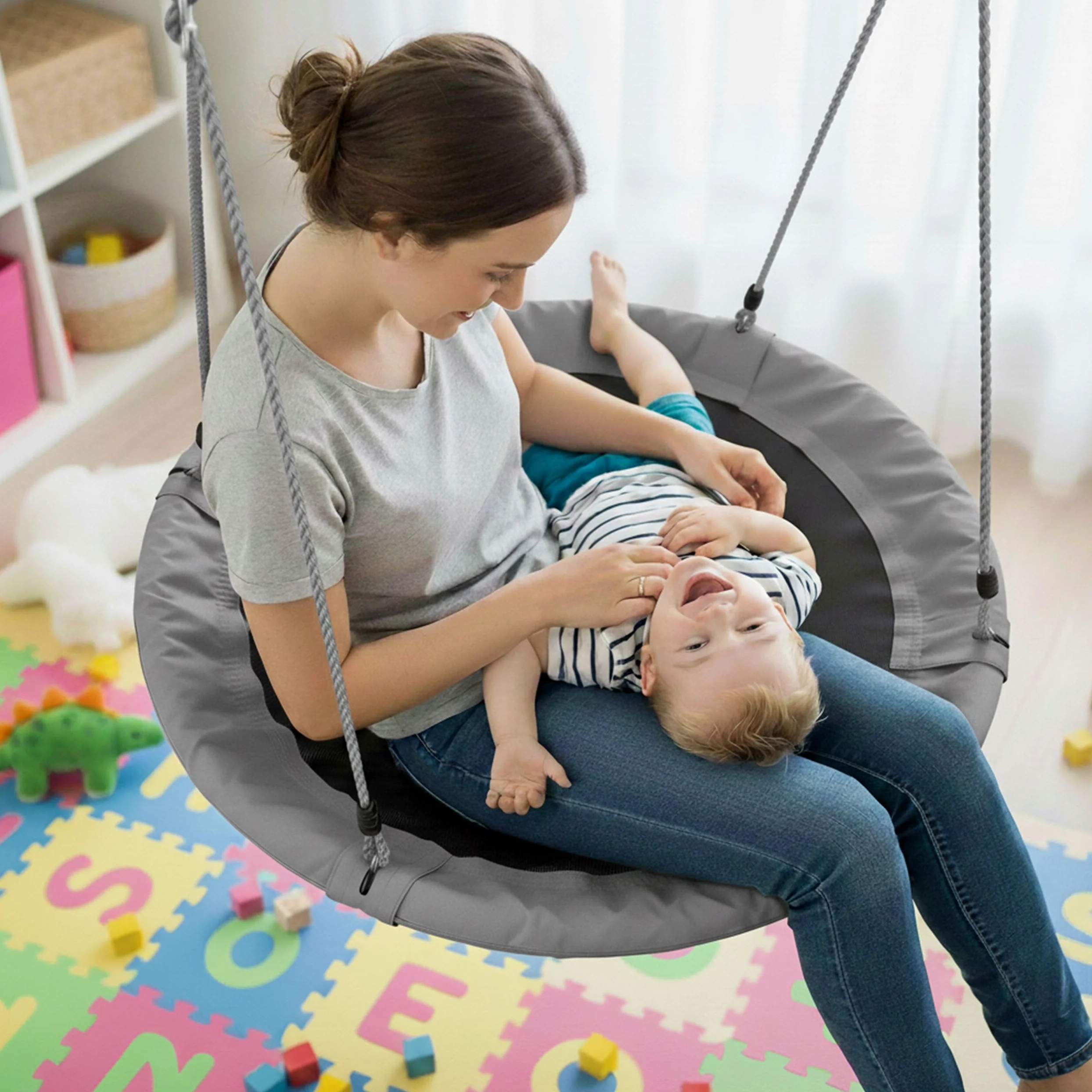 Relaxdays Columpio Jardín Nido Ajustable para Niños y Adultos, hasta 100 kg, 150x90x90 cm