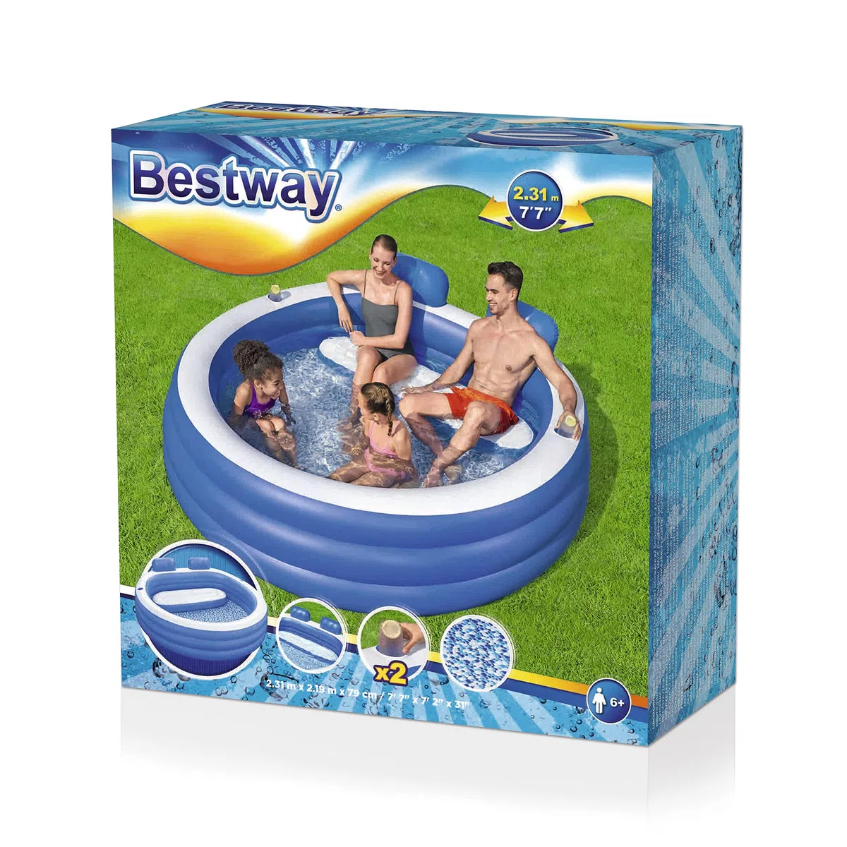 7'7" x 7'2" x 31"/2.31m x 2.19m x 79cm Splash Paradise Family Pool