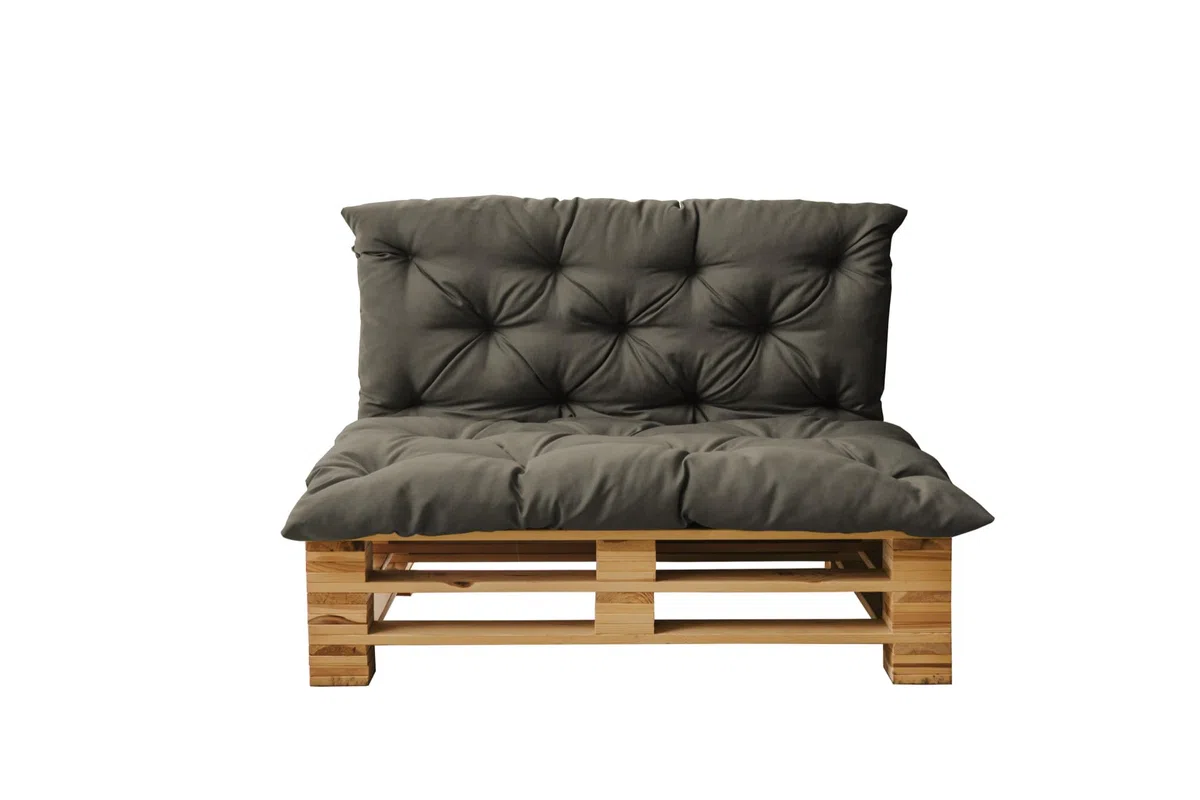 chilly pilley® Cojín para palé Acolchado con Relleno de Copos de Espuma - cojín de Asiento y Respaldo - Interior y Exterior, Muchos Colores - Gris