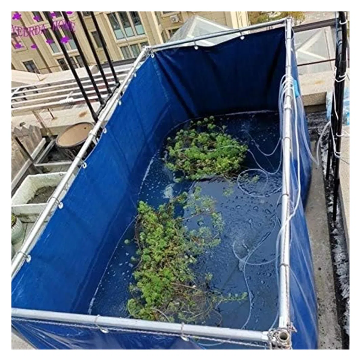 Estanque de jardín, Estanque Plegable para Peces, Tanque Temporal de Lona Impermeable, Piscina de Almacenamiento de Agua con Lona Resistente de 0,5 mm para Peces de Agua Salada, Tortugas koi con DREN