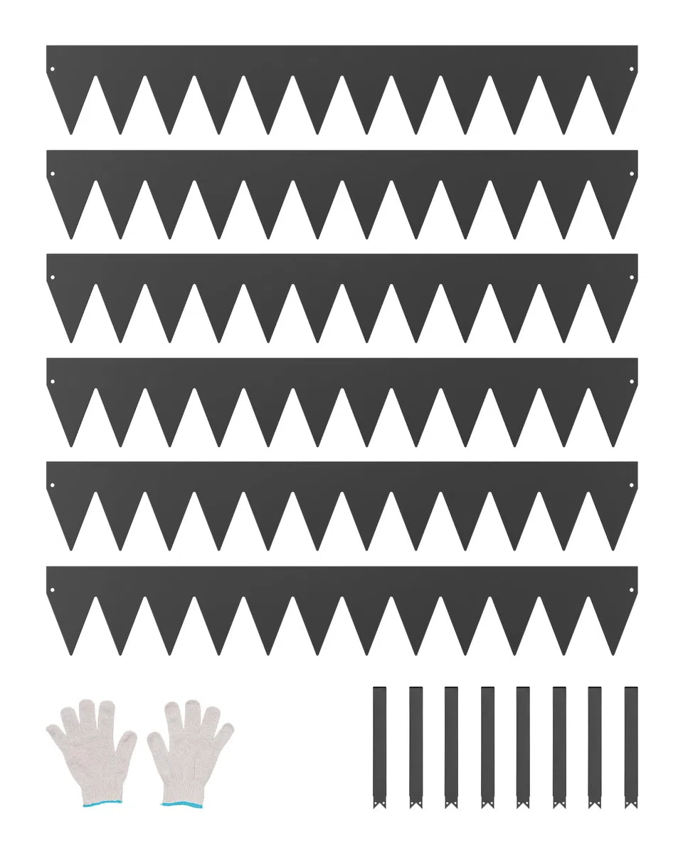 VEVOR Borde de Acero Galvanizado para Paisajismo, 1016 x 152,4 x 1,5 mm, 6 Piezas de Borde de Metal Resistente a la Oxidación, Divisor de Camino de Jardín para Parterres de Flores, Césped, Negro