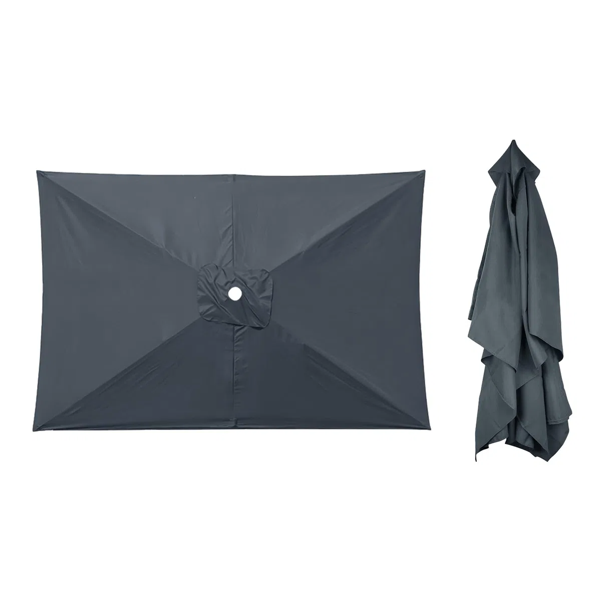 Sombrilla rectangular de repuesto, protección UV, con 6 puntales, para jardín, balcón, piscina, playa, 200 x 300 cm, gris