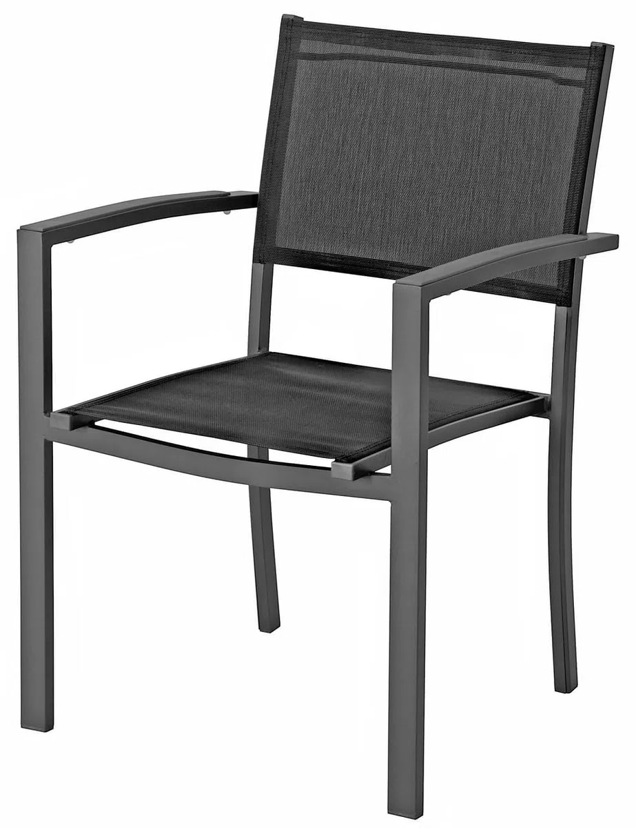 METRO Professional Silla de Jardín con Reposabrazos Brindisi, Aluminio/Tejido Sintético, Apilable, para Exterior, Gris Oscuro
