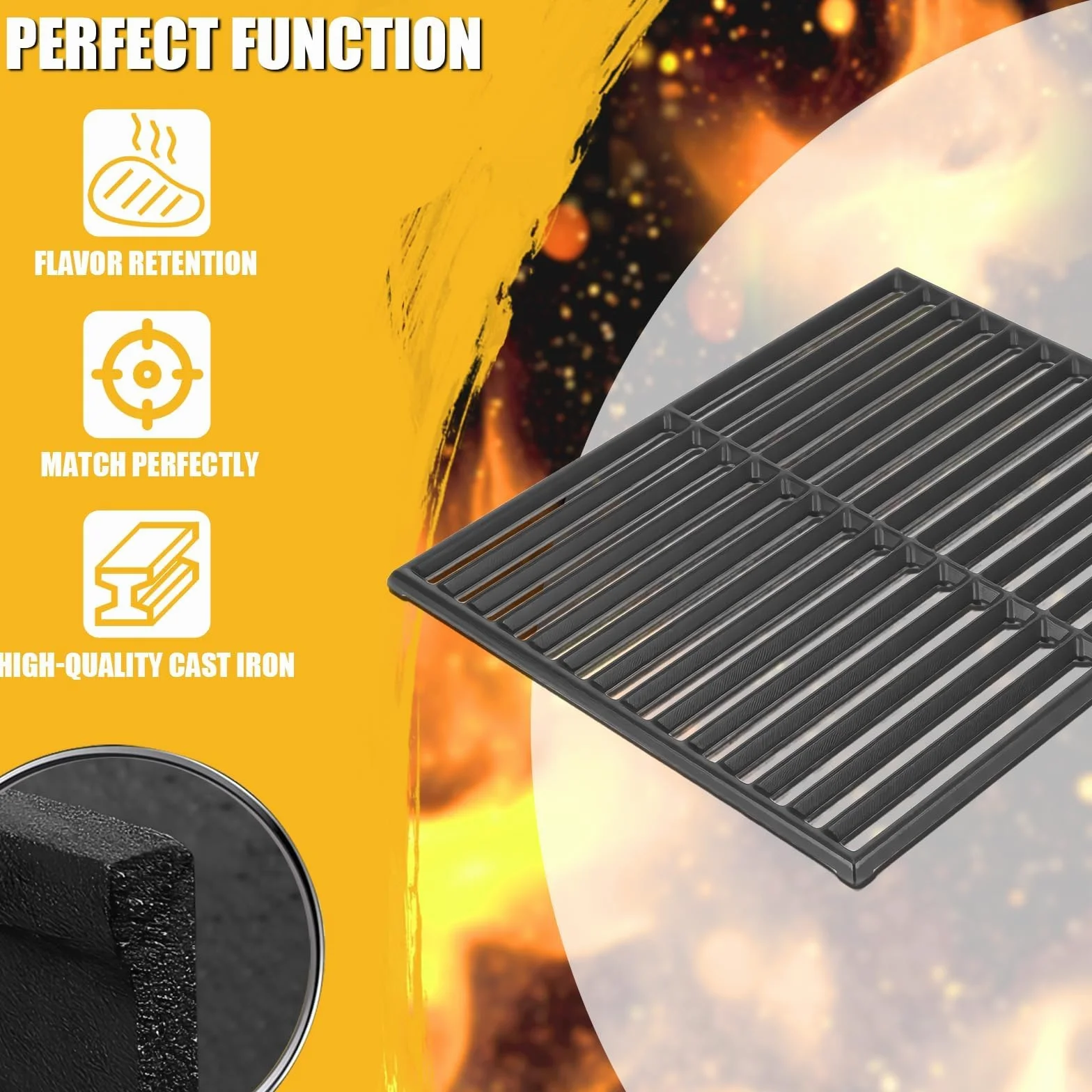 GFTIME Parrilla de hierro fundido para BroilKing Signet 320, 340, 390, 38 x 64,6 cm, 2 unidades