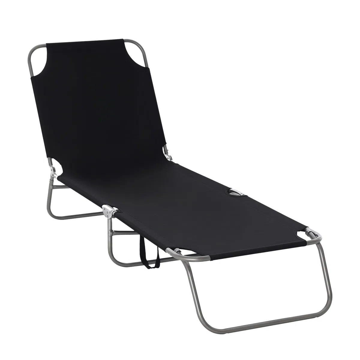 Outsunny Tumbona Plegable Tumbona Jardín Exterior con Respaldo Ajustable en 5 Posiciones y Estructura Metálica Carga 120 kg para Terraza Piscina Playa 187x55x24 cm Negro