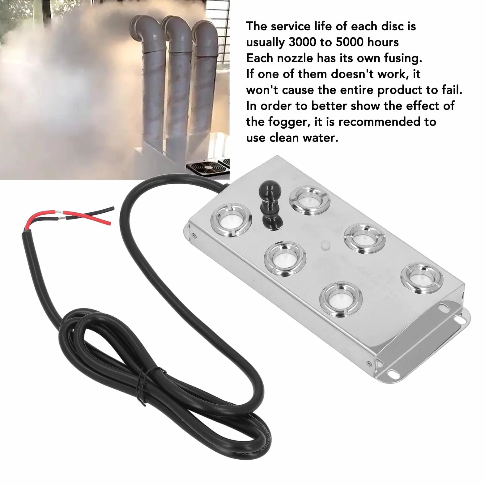 Asixxsix Nebulizador Ultrasónico para Fuente de Estanque de Agua, Generador de Niebla de 6 Cabezales de Acero Inoxidable IP67 a Prueba de Agua, Humidificador de Aire con Atomizador