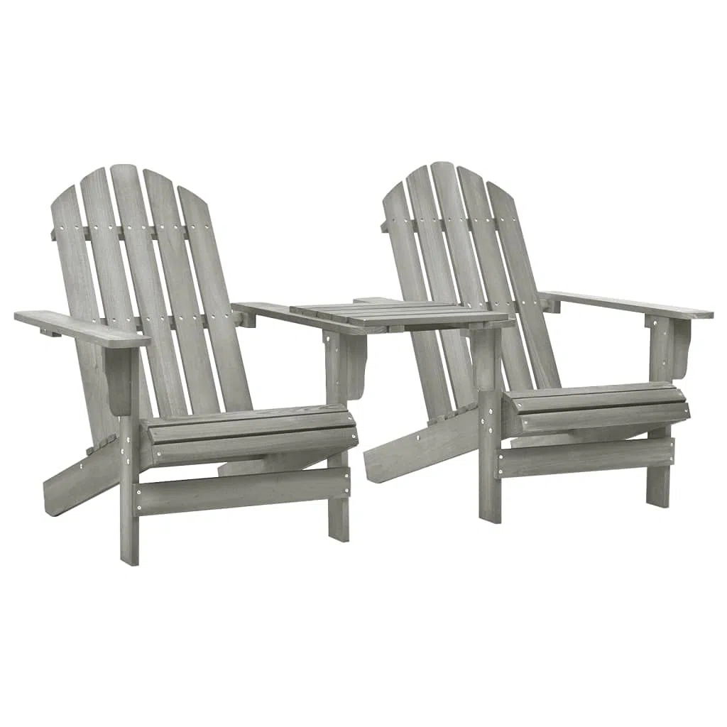 Genérico Sillas Adirondack de jardín y mesita Madera Maciza Abeto Gris,Mobiliario,Muebles de jardín,Asientos de Exterior,Sillas de jardín,Gris,22 kg,310068