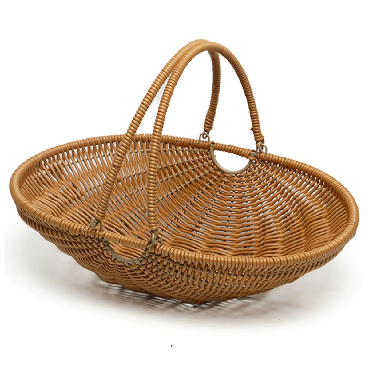 Cesta de cosecha para verduras de jardín, cesta de cosecha de jardín tejida de PP con asa plegable para recolección de frutas, granja, picnic, almacenamiento de cocina y decoración rústic