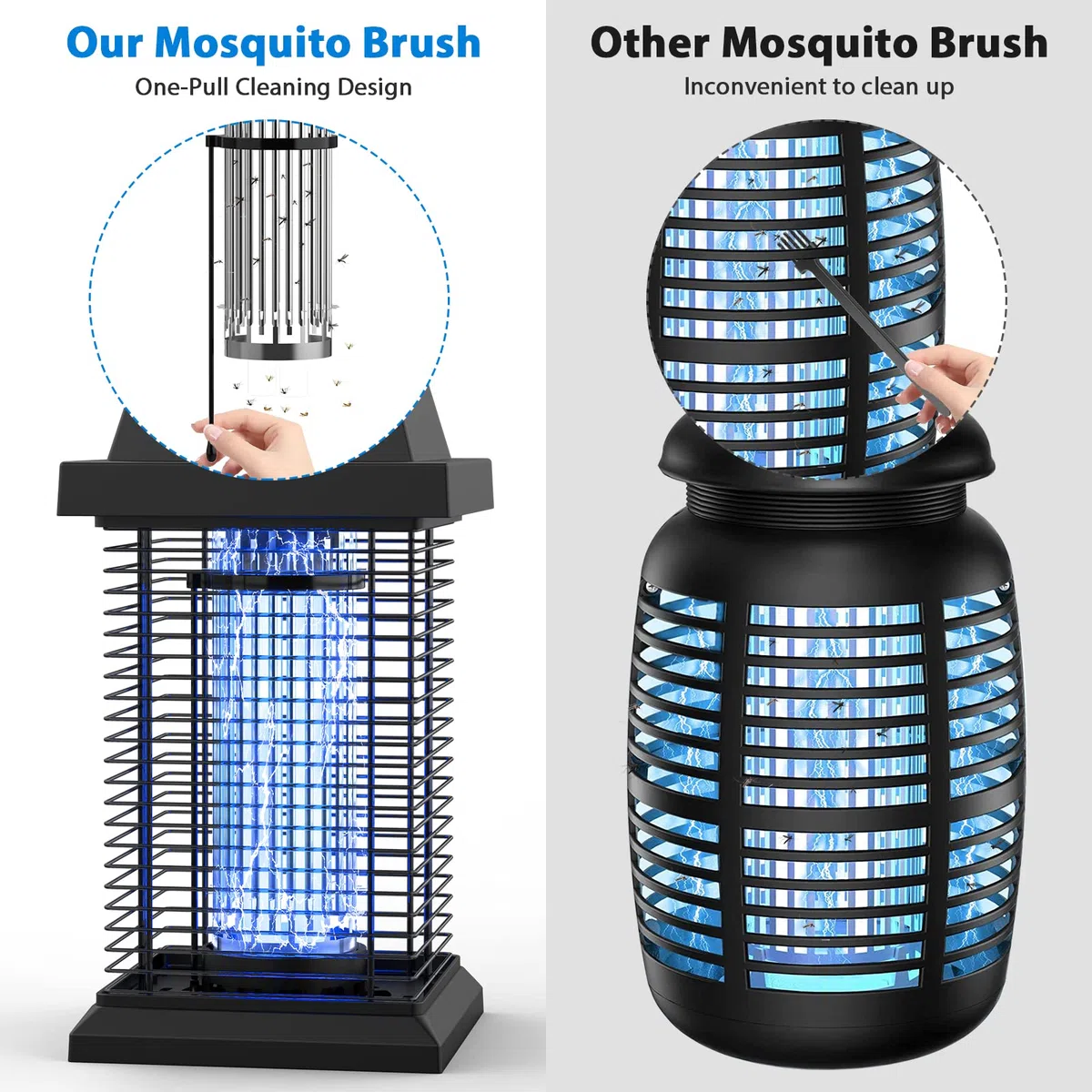 Lampara Antimosquitos Electrico TMACTIME 20W 4500V UV, Mata Mosquitos Electrico Alcance Efectivo de 100m² Sin Químicos Tóxicos, Adecuado para Interiores y Exteriores Como Cocina, Sala de Estar, Jardín