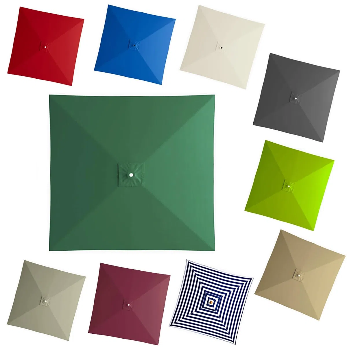 2.5x2.5m 3x3m Toldo De Recambio Para Sombrilla Cuadrada, 8 Varillas Tela De Recambio para Parasol Patio Piscina Jardín Mercado(Dark green,2.5x2.5m/8x8ft)