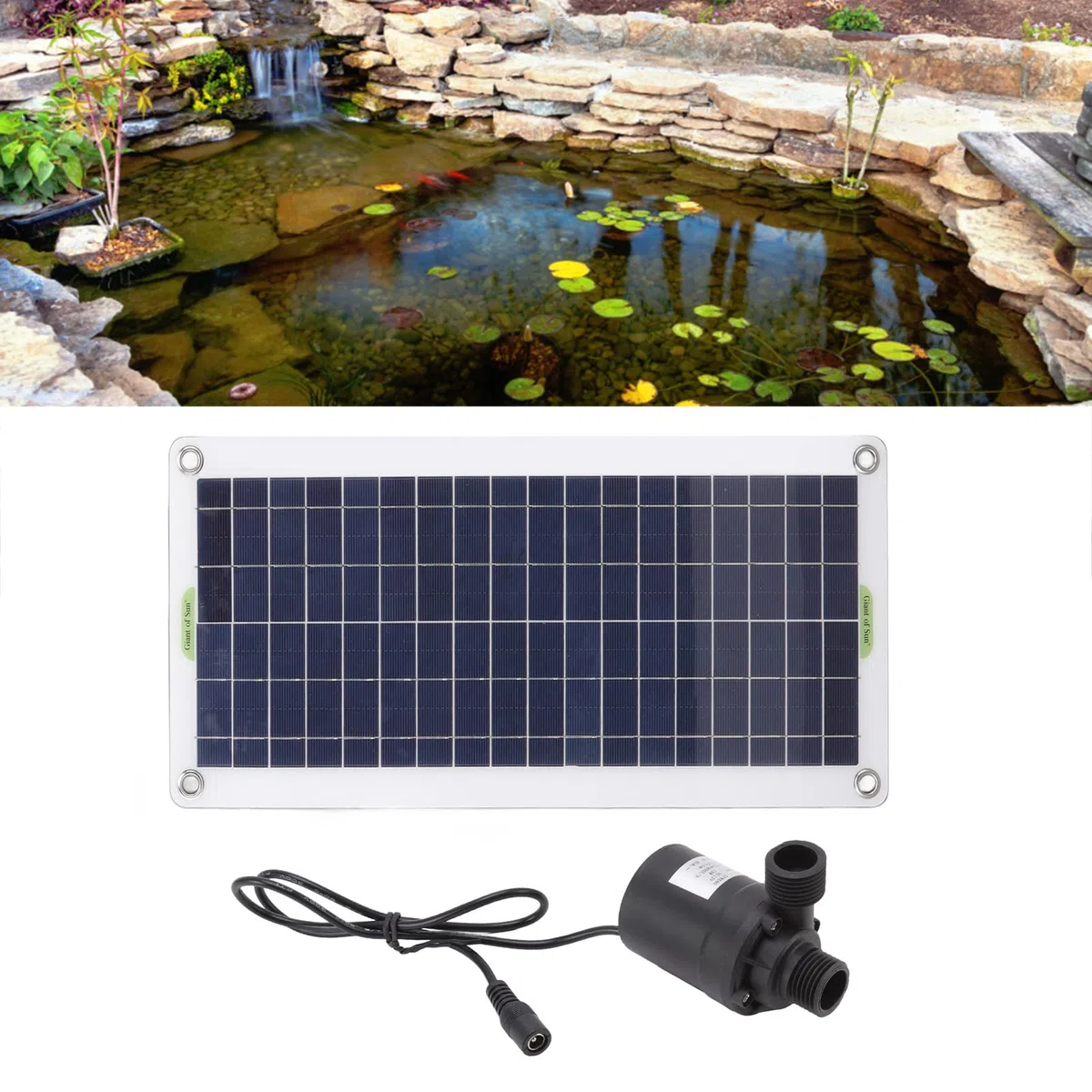 Kit de bomba de agua solar, 30W DC 12V Bomba de fuente de agua de energía solar, bomba agua de energía solar con panel solar para estanque peces estanque jardín cascada piscina