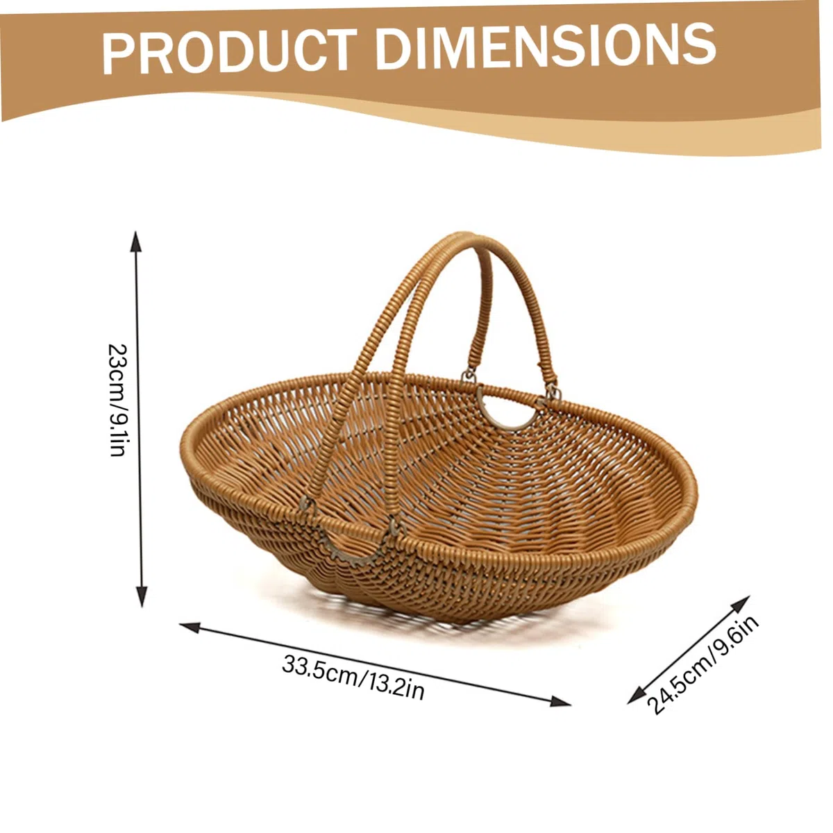 Cesta de cosecha para verduras de jardín, cesta de cosecha de jardín tejida de PP con asa plegable para recolección de frutas, granja, picnic, almacenamiento de cocina y decoración rústic