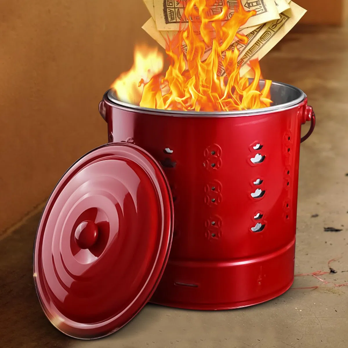 Quemador de Papel - Incinerador Metálico Con Jaula Para Barril,Recipiente Ignífugo para Acampada Granja Terraza Basura Fogata Jardín