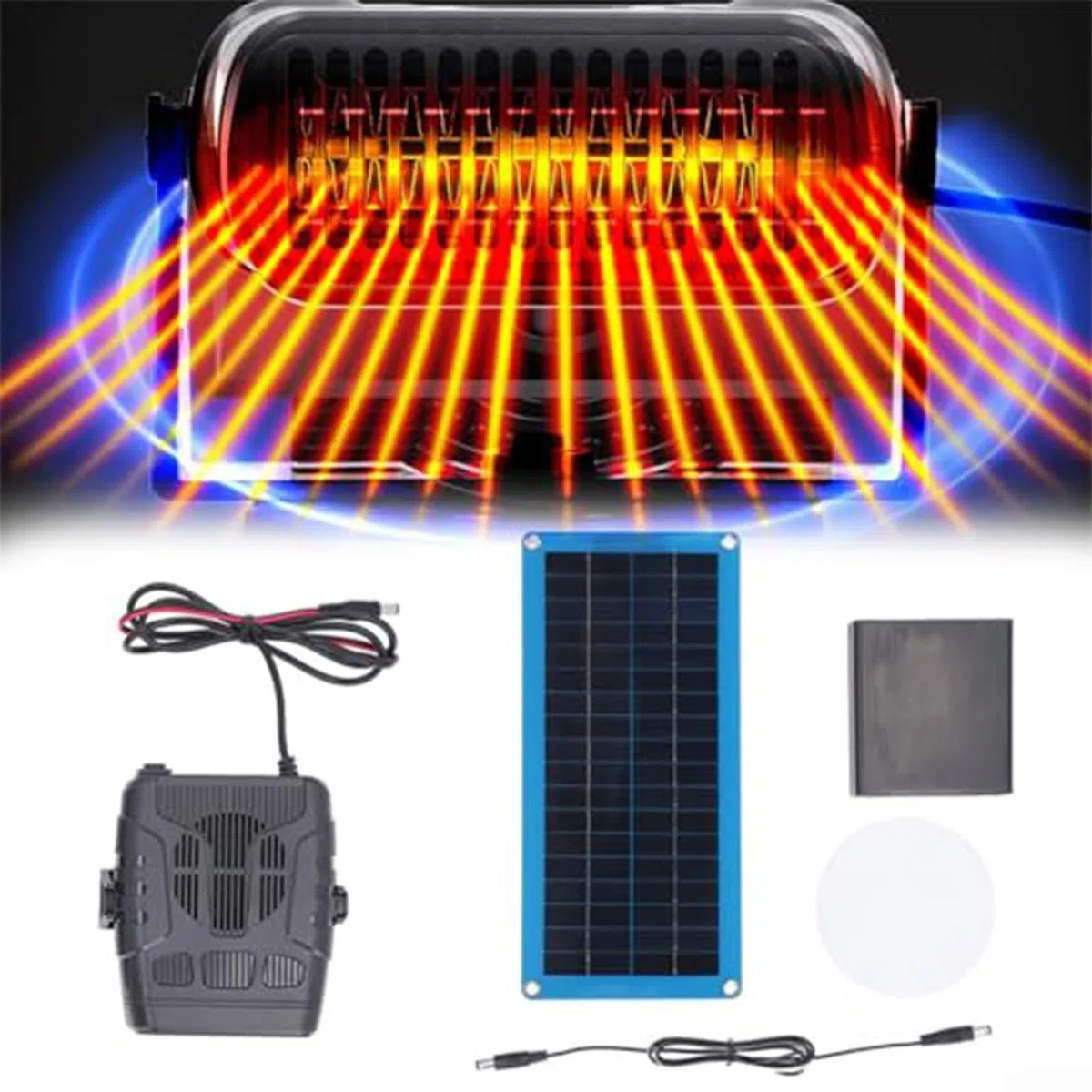 Calefacción Solar Gallinero, 30W Calentador Solar para Acampar, Equipo De Vientos Cálido para Casa De Mascotas, Kit De Energía Solars para Mantener El Calor En Invierno, Kit Energía Solars CAS
