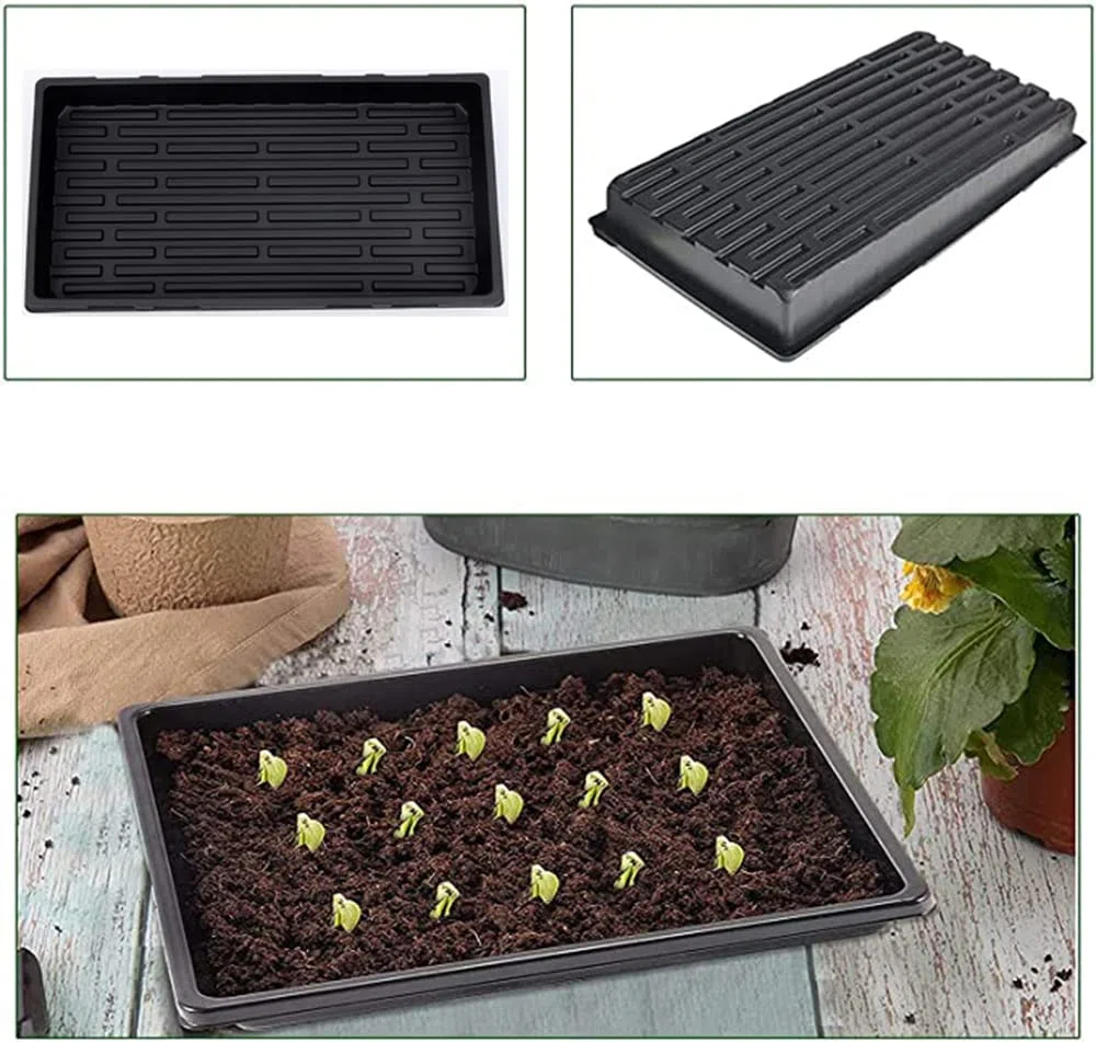 10 bandejas de cultivo sin agujeros de drenaje 21x31pulgadas bandejas perfectas para cultivar semillas de jardín para plántulas jardinería interior microgreens hierba de trigo y más suelo hidropónico