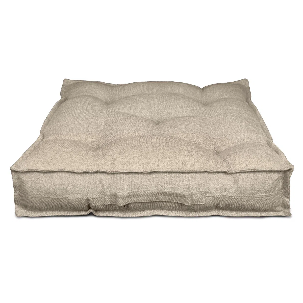 TIENDA EURASIA – Cojin de Suelo Cuadrado | Acolchado | Poliéster | Cojines de Suelo | Medidas 60x60x10 cm | Cojines Exterior Jardin | con Asa de Transporte y Cremallera (Beige)