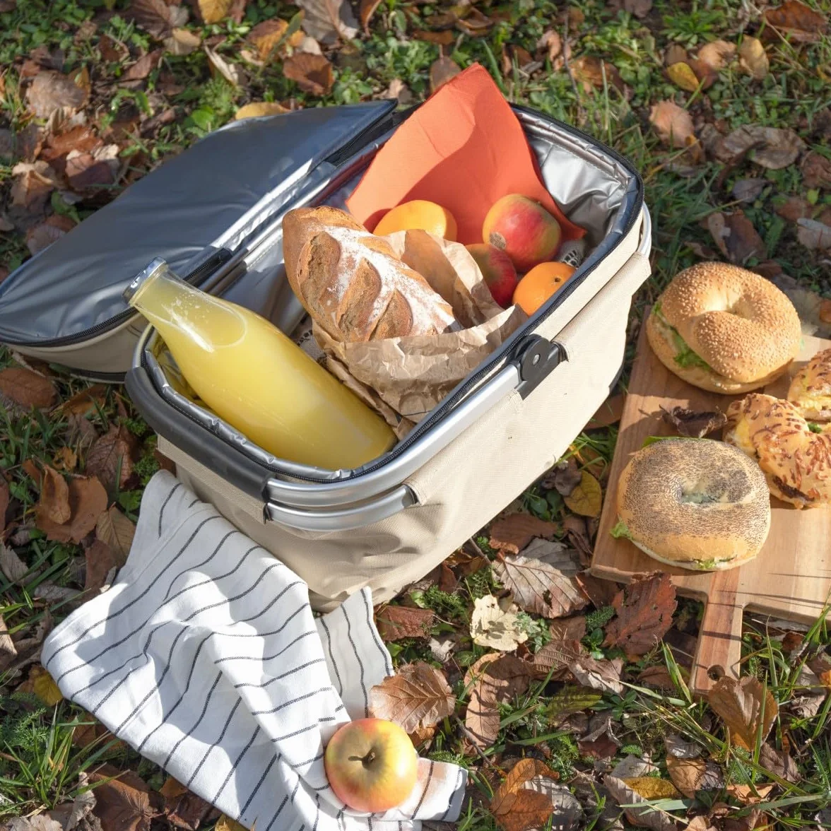 Livoo - Cesta de Picnic para 4 Personas SEP117C - 23L, 600D, 29 Accesorios incluidos, Color Beige