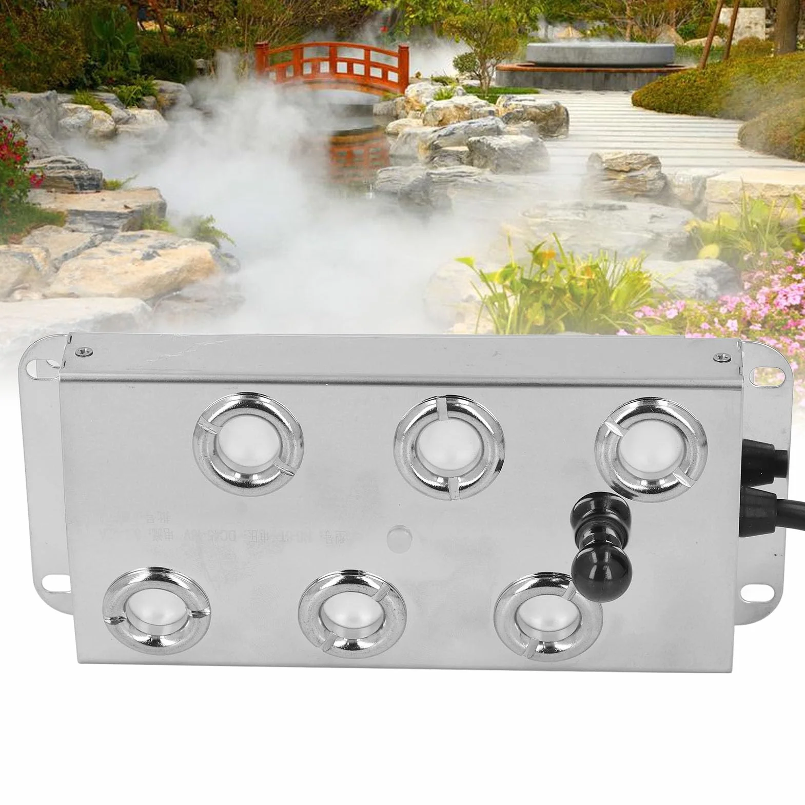 Asixxsix Nebulizador Ultrasónico para Fuente de Estanque de Agua, Generador de Niebla de 6 Cabezales de Acero Inoxidable IP67 a Prueba de Agua, Humidificador de Aire con Atomizador