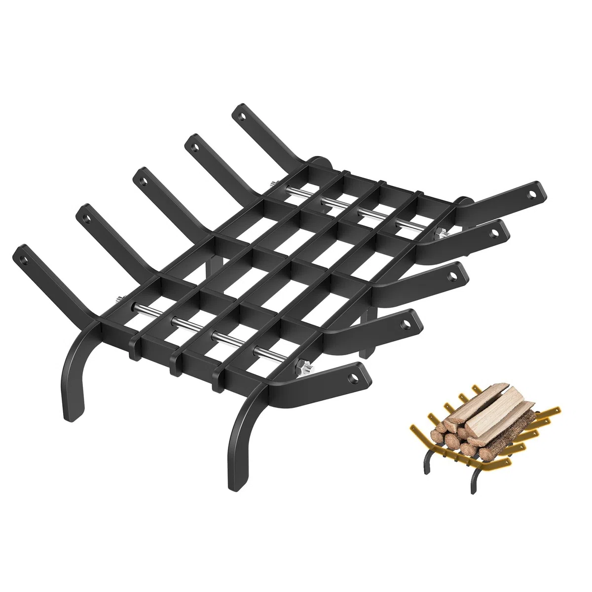 UISEBRT Parrilla para chimenea con patas de soporte Robusta rejilla para leña de acero, rejilla de incendio, soporte para leña, parrilla para fuego para chimeneas para interiores y