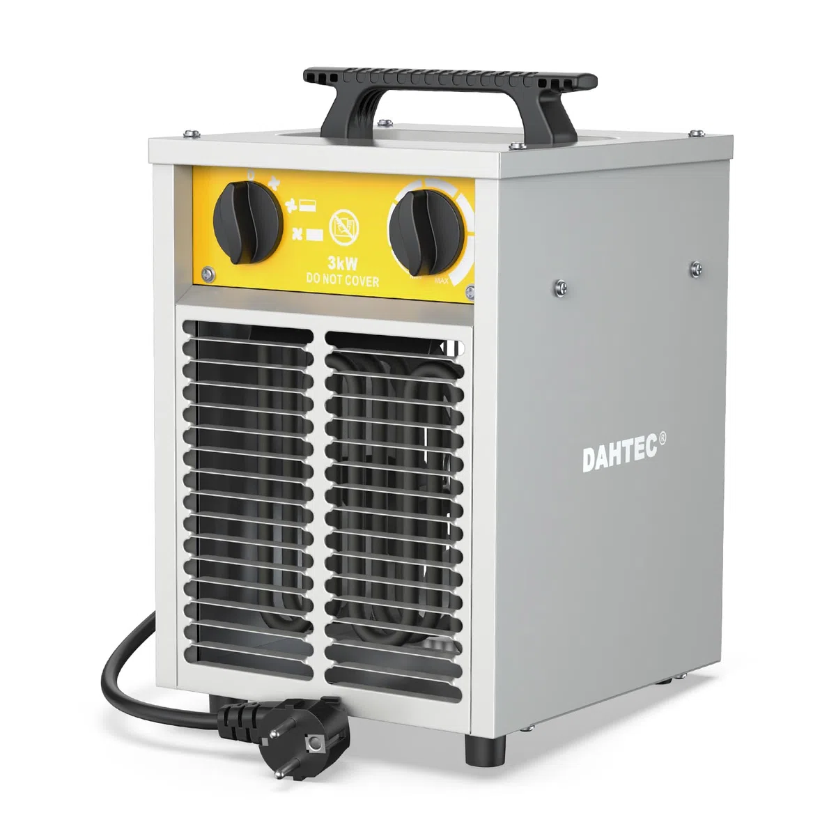 Calefactor Eléctrico 3000W Potenciado - Calentador Portátiles Industriales - Termostato y Protección contra Sobrecalentamiento - Apto para Construcción, Garaje e Invernadero
