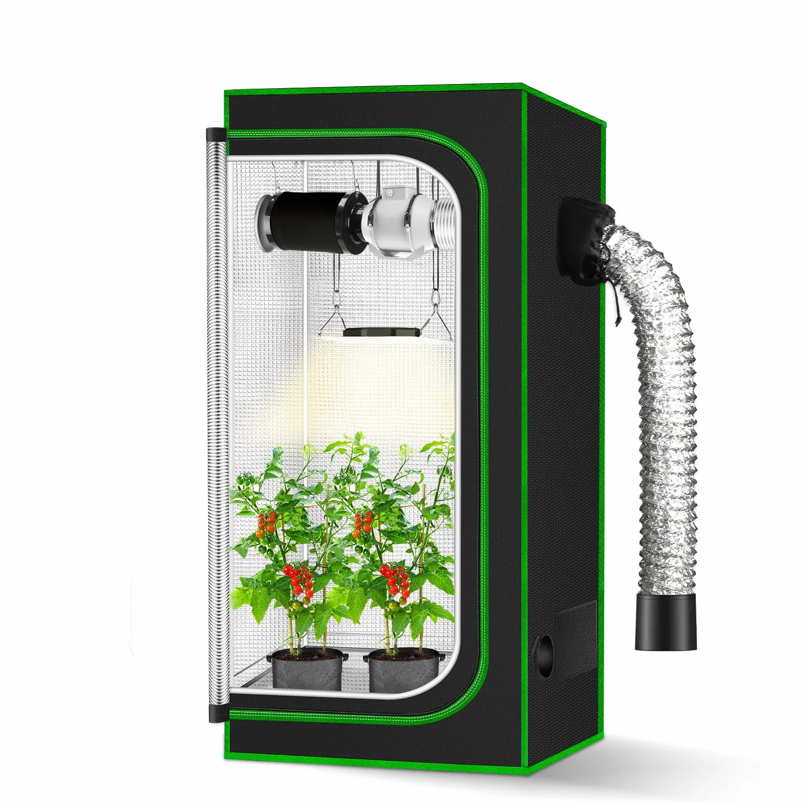 Tienda de campaña de Cultivo de 2 x 2, Lona de Mylar de Diamante 600D Reflectante de 24 x 24 x 48 Pulgadas con Ventana de observación y Bandeja de Suelo para Cultivo hidropónico de Plantas